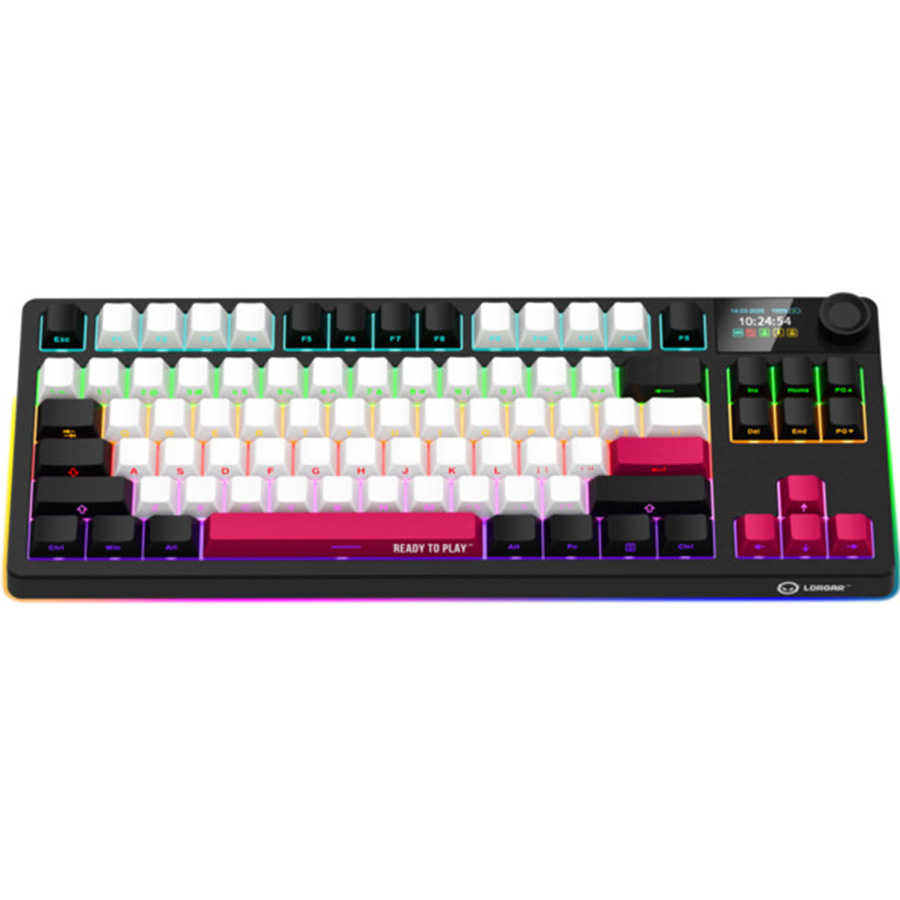 Клавиатура LORGAR KBP70TKLW Wireless TKL Mechanical Pro Black-Red (LRG-KBP70TKLW-BK-US) Комплектация  брелок-переключатель с колпачком; шесть запасных кейкапов; пять запасных переключателей; кисточка для чистки клавиатуры; универсальный инструмент для снятия переключателей и кейкапов; две грелки для рук; подставка под чашку
