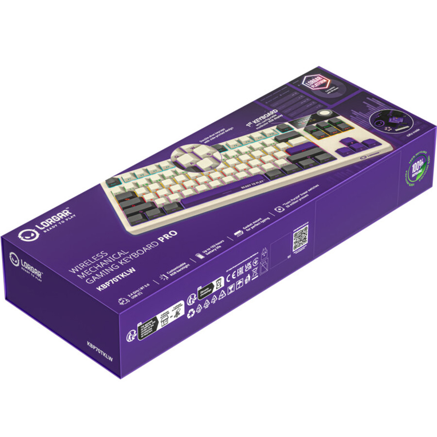 У Фокстрот Клавіатура LORGAR KBP70TKLW Wireless TKL Mechanical Pro Beige (LRG-KBP70TKLW-RT-US)