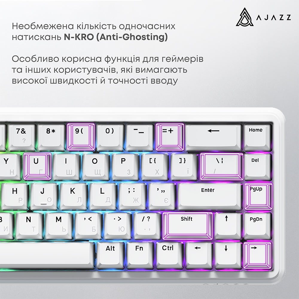 Фото Клавиатура AJAZZ AK680 MAX RGB Magnetic Switches White (AK680-WM-W-A)
