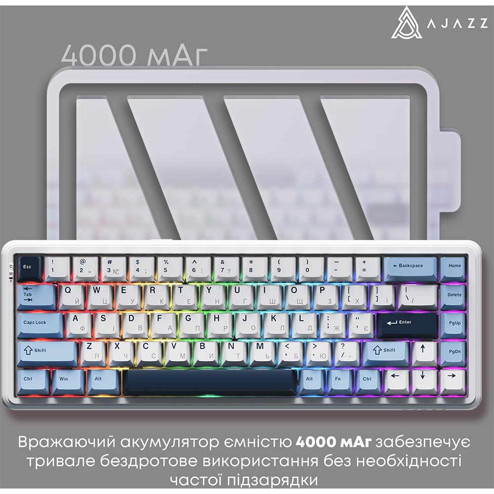 Внешний вид Клавиатура AJAZZ AK680 MAX RGB (8+8K) White-Dark Blue (AK680-M-BWD-A)