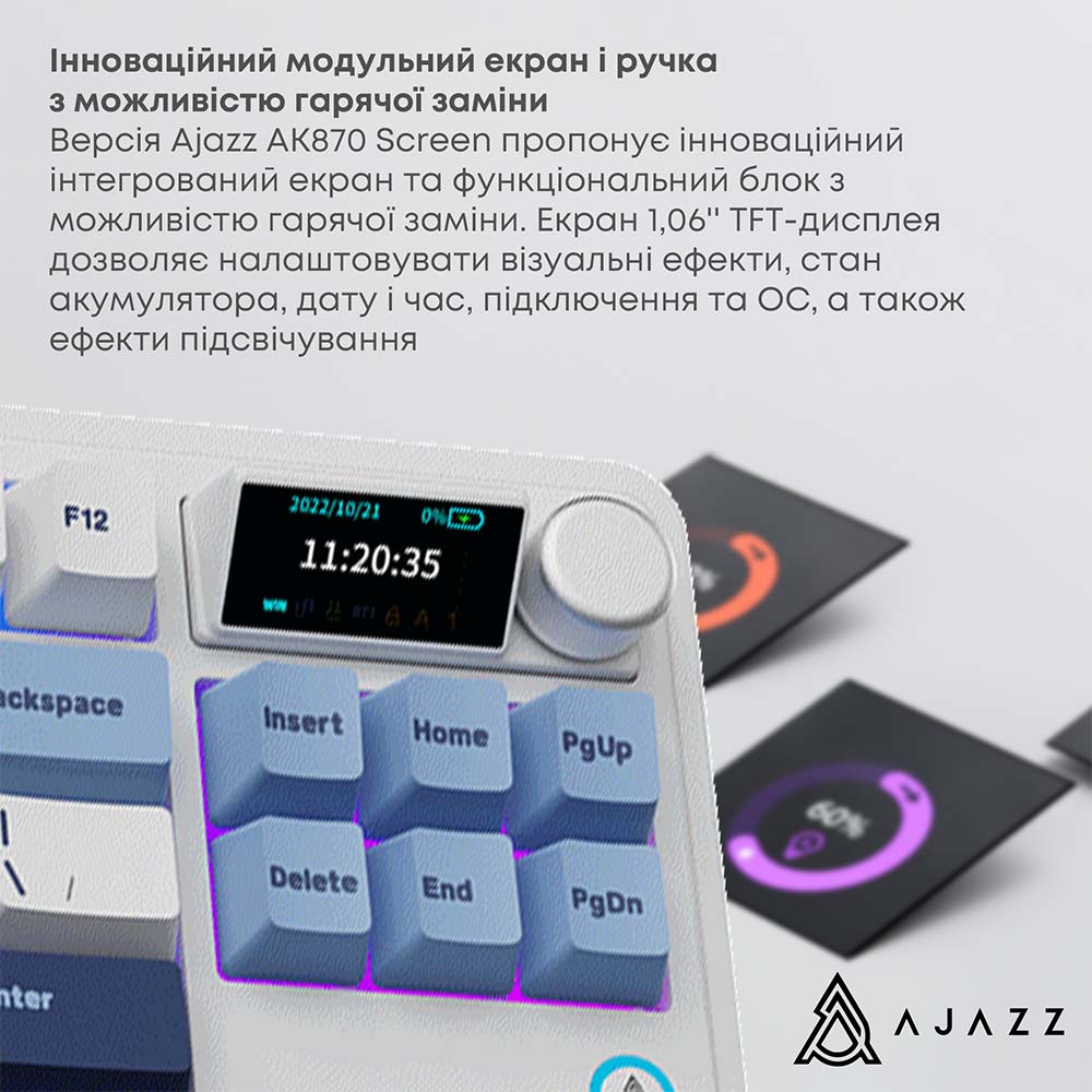 Клавиатура AJAZZ AK870 Plus Murad Switch Blue/White/Navy (AK870-MU-BWD) Комплектация клавиатура