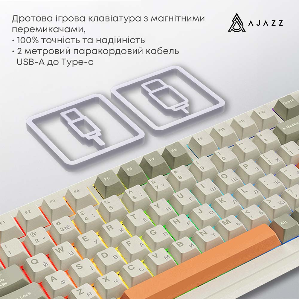 Клавиатура AJAZZ AK820 MAX Flying Fish Switch Retro Colour (AK820MAX-FF-R) Конструкция механическая