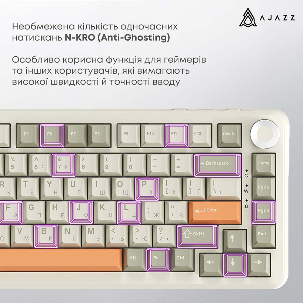 Заказать Клавиатура AJAZZ AK820 MAX Flying Fish Switch Retro Colour (AK820MAX-FF-R)