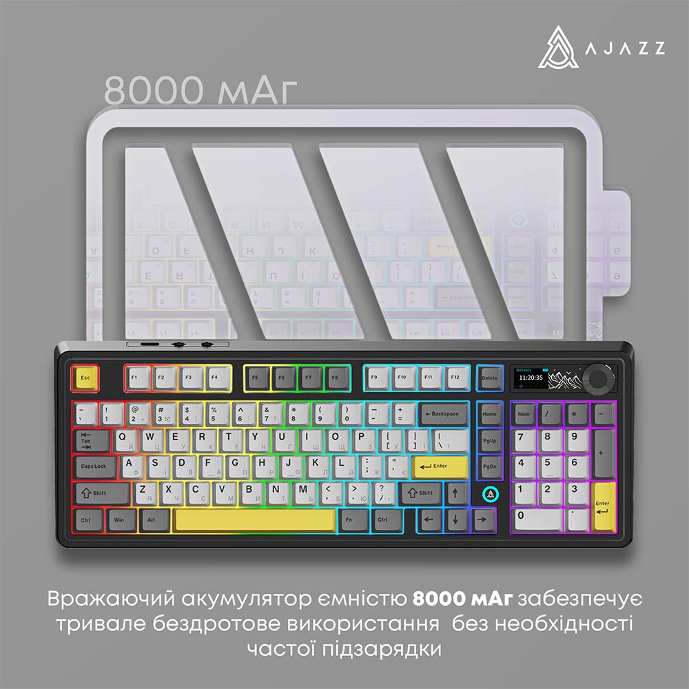 Внешний вид Клавиатура AJAZZ AK980 Clear Sky Switch Black/Gray/Yellow (AK980-CS-BGY)