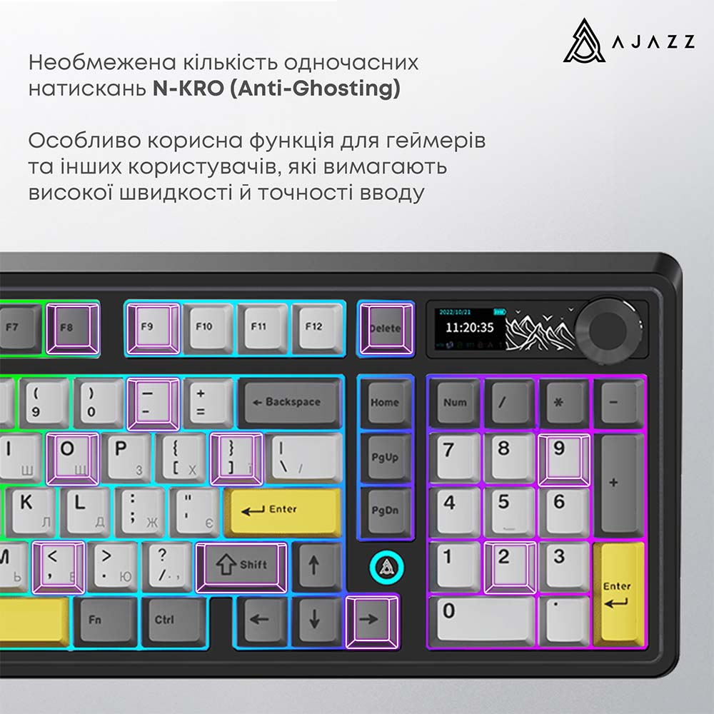 В Украине Клавиатура AJAZZ AK980 Clear Sky Switch Black/Gray/Yellow (AK980-CS-BGY)