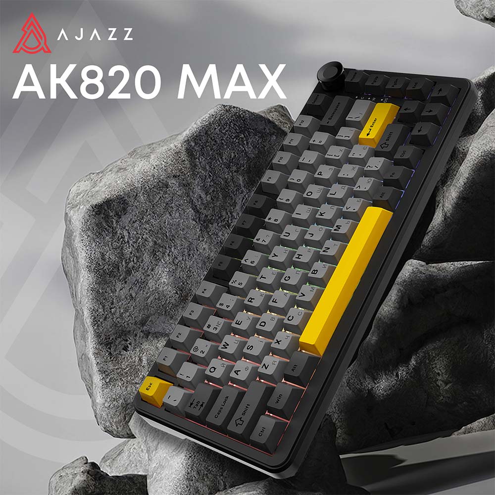 Клавиатура AJAZZ AK820 MAX Magnetic Switches Black/Gray/Yellow (AK820MAX-WM-BGY) Класс игровая