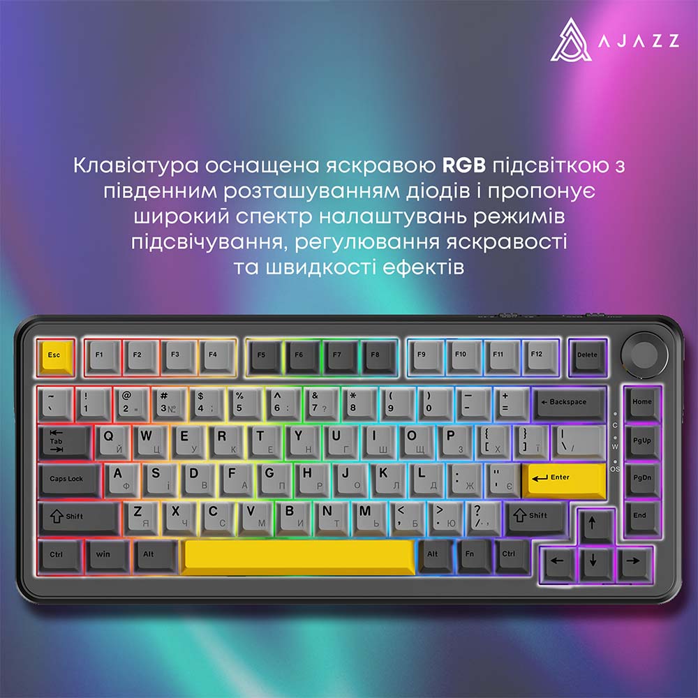 Покупка Клавиатура AJAZZ AK820 MAX Magnetic Switches Black/Gray/Yellow (AK820MAX-WM-BGY)