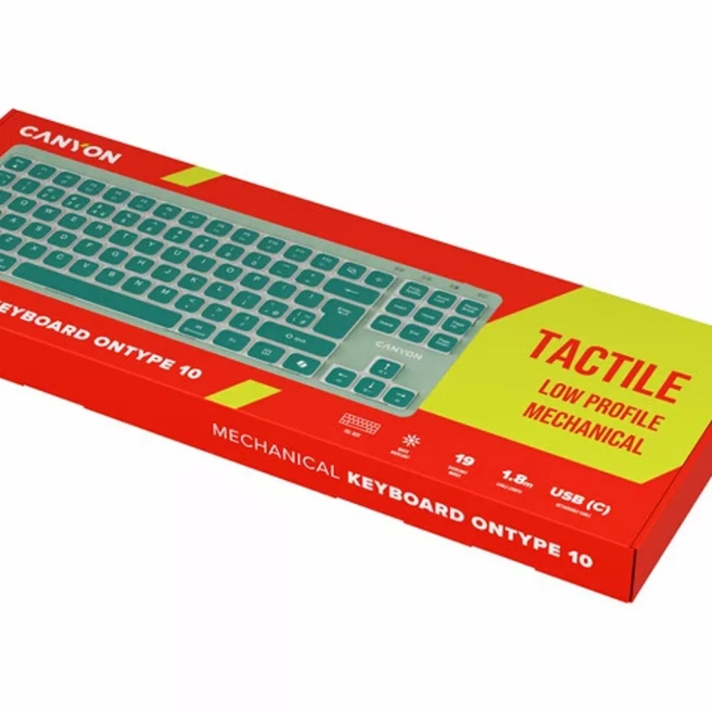 Клавиатура CANYON OnType 10 TKL Mechanical Silent Backlight Green (CNS-HKB10GR) Подключение проводное
