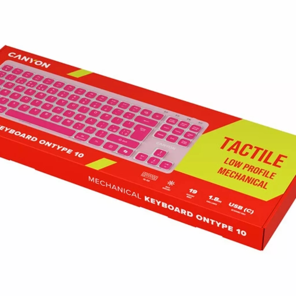 Клавиатура CANYON OnType 10 TKL Mechanical Silent Backlight Pink (CNS-HKB10P) Подключение проводное