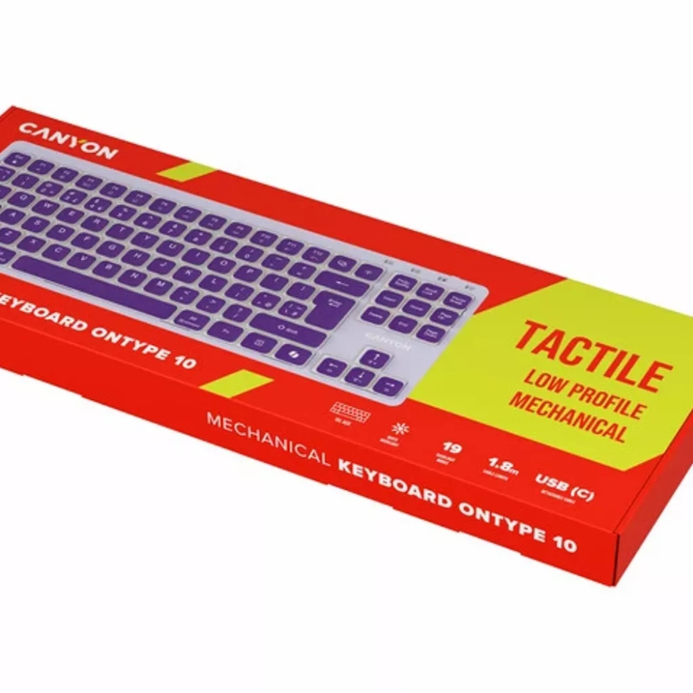 Клавіатура CANYON OnType 10 TKL Mechanical Silent Backlight Violet (CNS-HKB10V) Підключення дротове