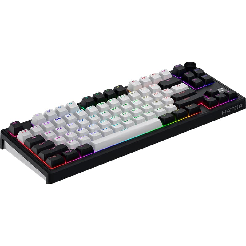 Клавиатура HATOR Skyfall 80 MAG ULTIMA 8K wireless Black/White (HTK3880UA) Дополнительно Емкость батареи 8000 мАч; Время зарядки: До 16 часов; Поддержка горячей замены переключателей и их комбинирование Gasket Mount; Ресурс нажатия клавиш: 100 млн