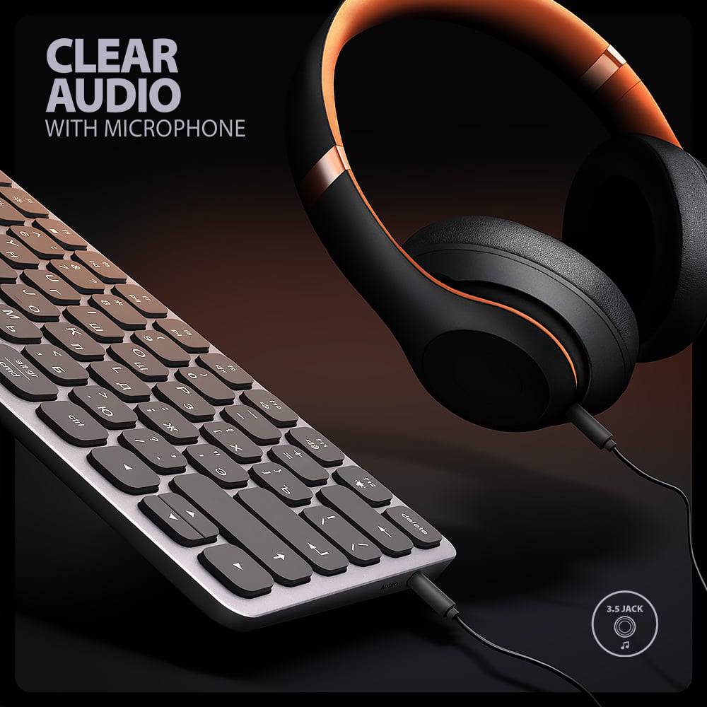 Внешний вид Клавиатура AXAGON KEYBOARD HMC-KB-CRL 9 in 1 Layout Silver/Black