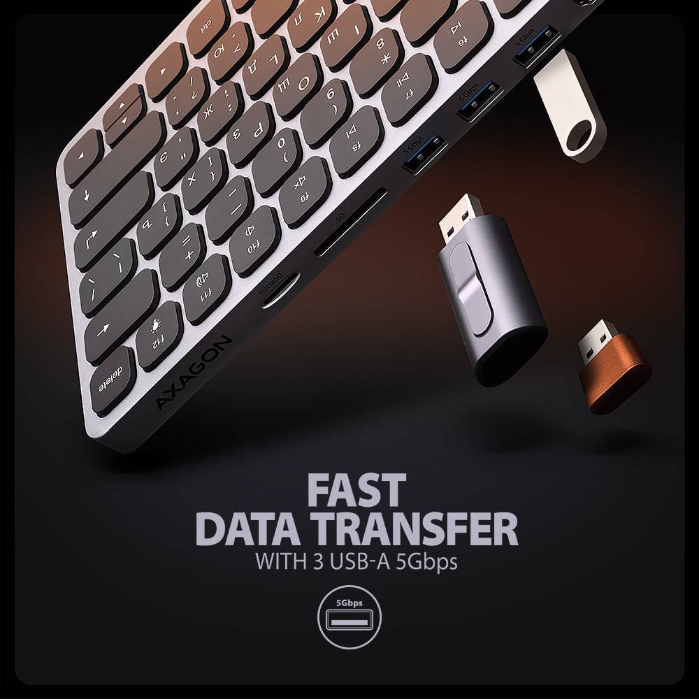 Заказать Клавиатура AXAGON KEYBOARD HMC-KB-CRL 9 in 1 Layout Silver/Black