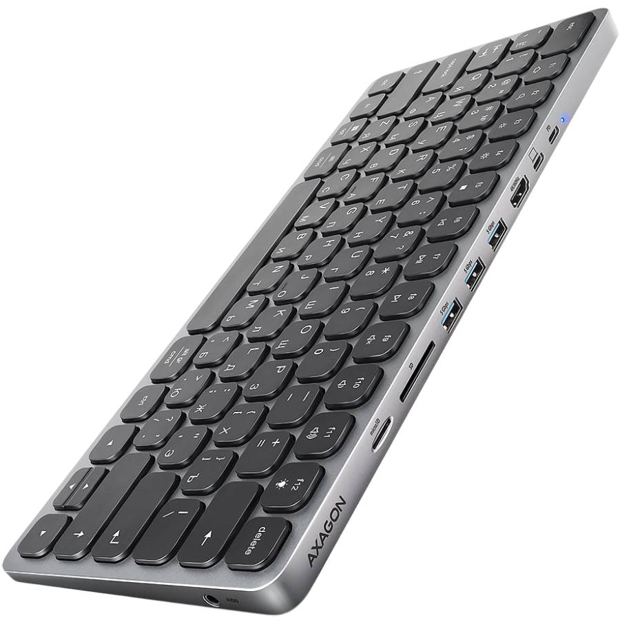 Клавиатура AXAGON KEYBOARD HMC-KB-CRL 9 in 1 Layout Silver/Black