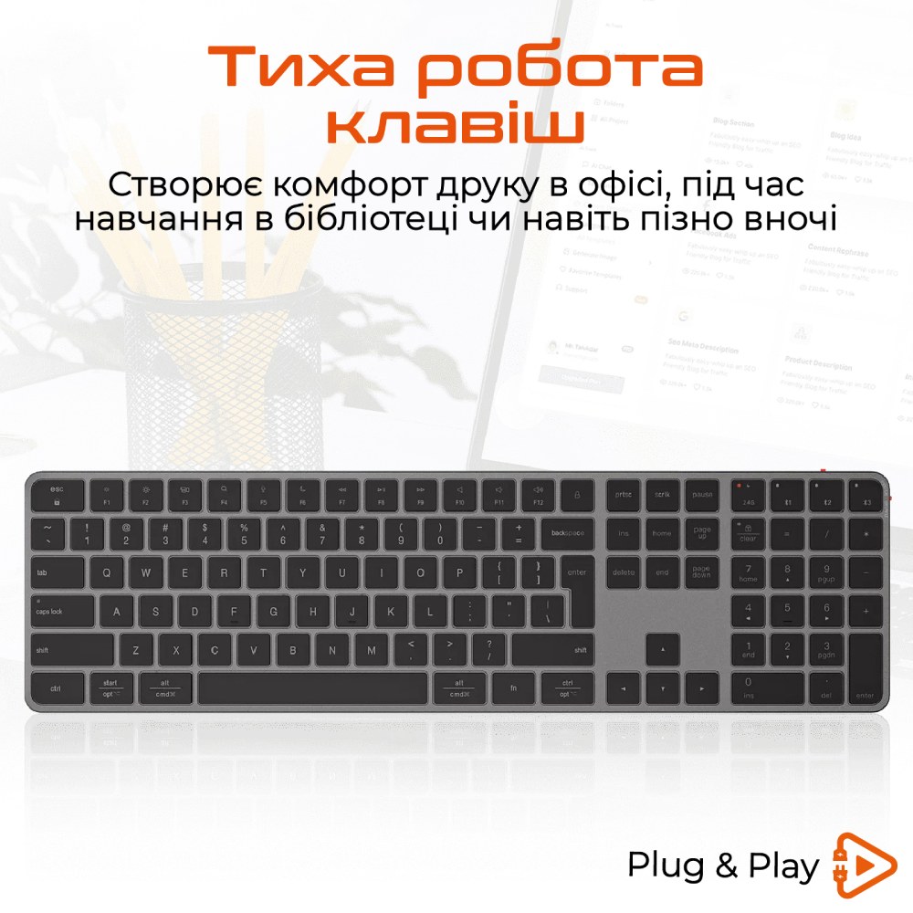 Зовнішній вигляд Клавіатура MEETION K230 Black (MT-K230MW-A-RUA)
