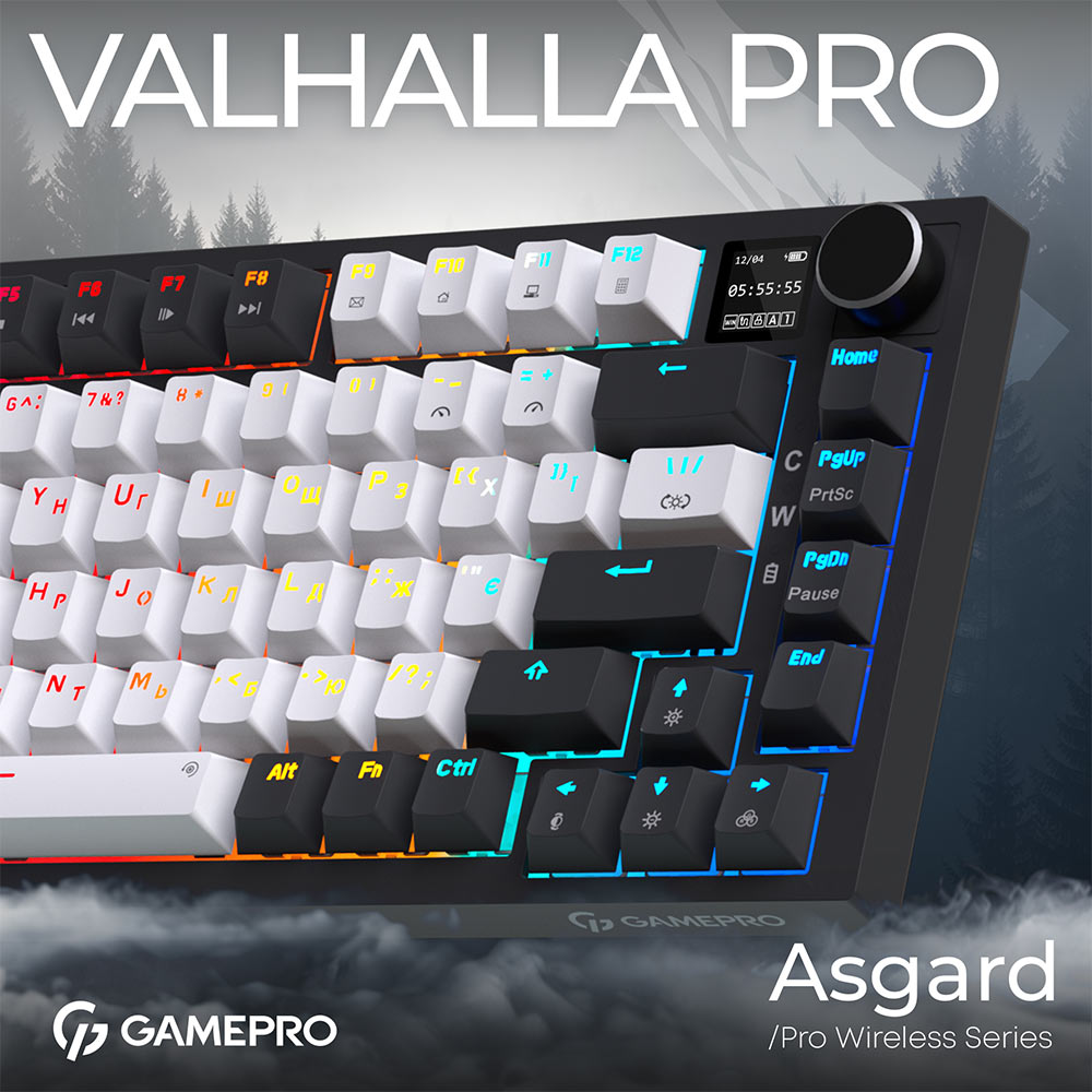 Внешний вид Клавиатура GAMEPRO Asgard Valhalla MK160W Pro Rainy Switch White/Black (MK160W-D-Pro)