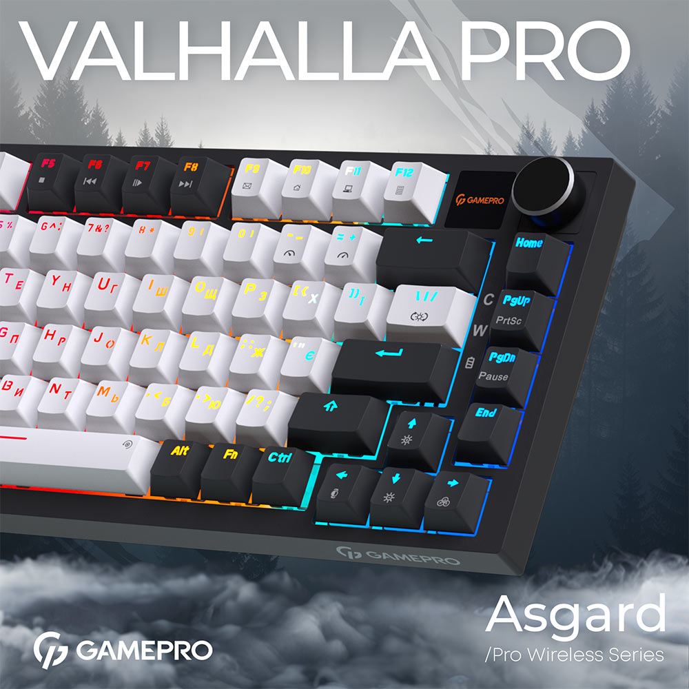 Внешний вид Клавиатура GAMEPRO Asgard Valhalla MK160W Pro Rainy Switch White/Black (MK160W-D-Pro)