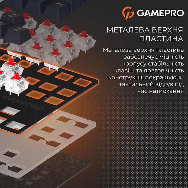 Зображення Клавіатура GAMEPRO Genesis Metallic MK110B Outemu Red Swithes Black