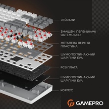 Клдавиатура GAMEPRO Genesis Metallic MK110G Outemu Red Swithes Gray