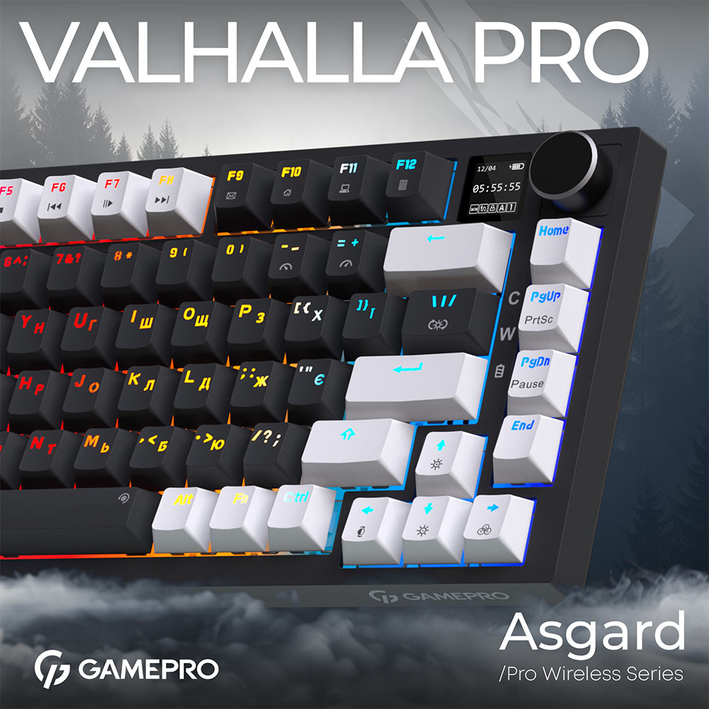 Внешний вид Клавиатура GAMEPRO Asgard Valhalla MK160W Pro Rainy Switch Black/White (MK160B-D-Pro)