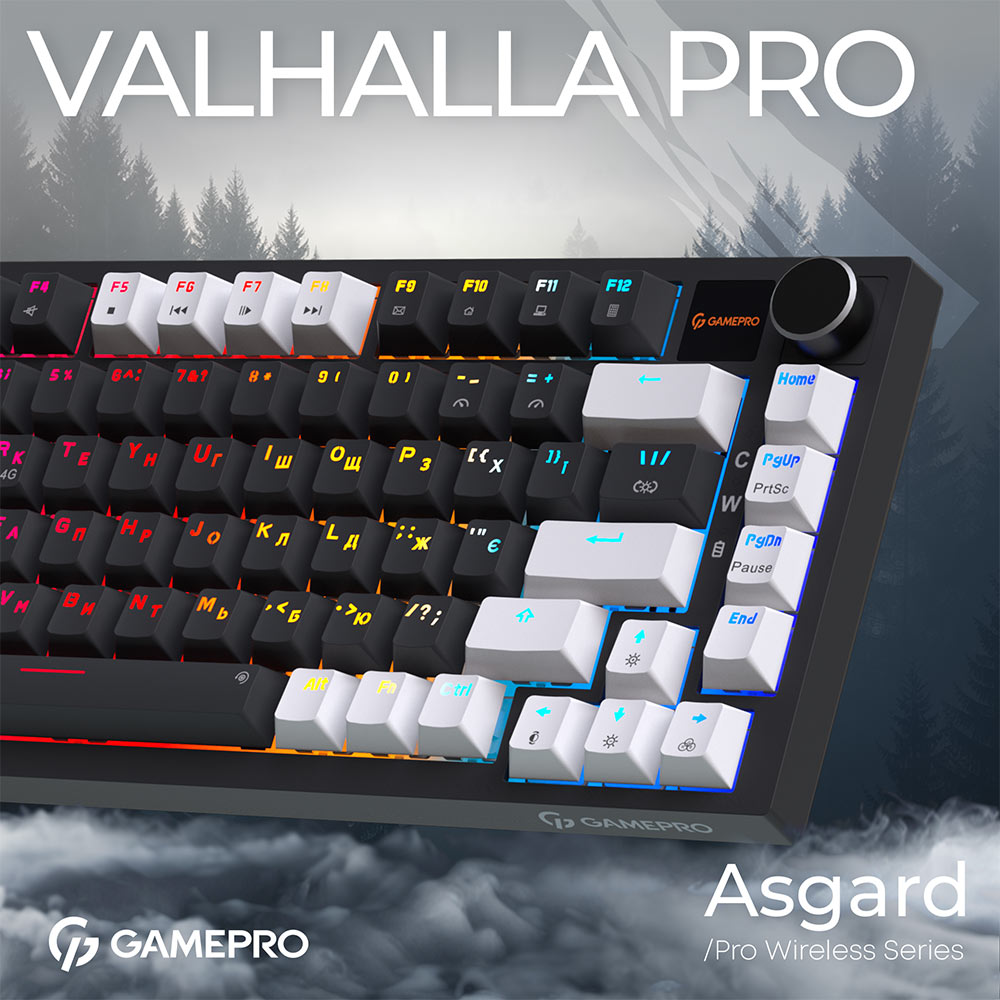Внешний вид Клавиатура GAMEPRO Asgard Valhalla MK160W Pro Rainy Switch Black/White (MK160B-D-Pro)
