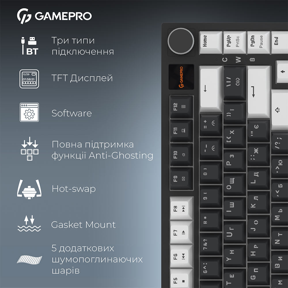 Фото 18 Клавиатура GAMEPRO Asgard Valhalla MK160W Pro Rainy Switch Black/White (MK160B-D-Pro)