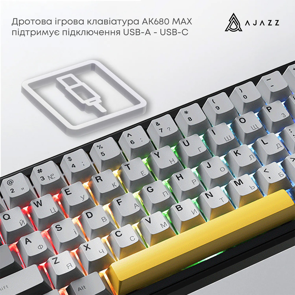 Фото Клавиатура AJAZZ AK680 MAX Magnetic Switch RGB USB Black (AK680-M-BGY-AW)
