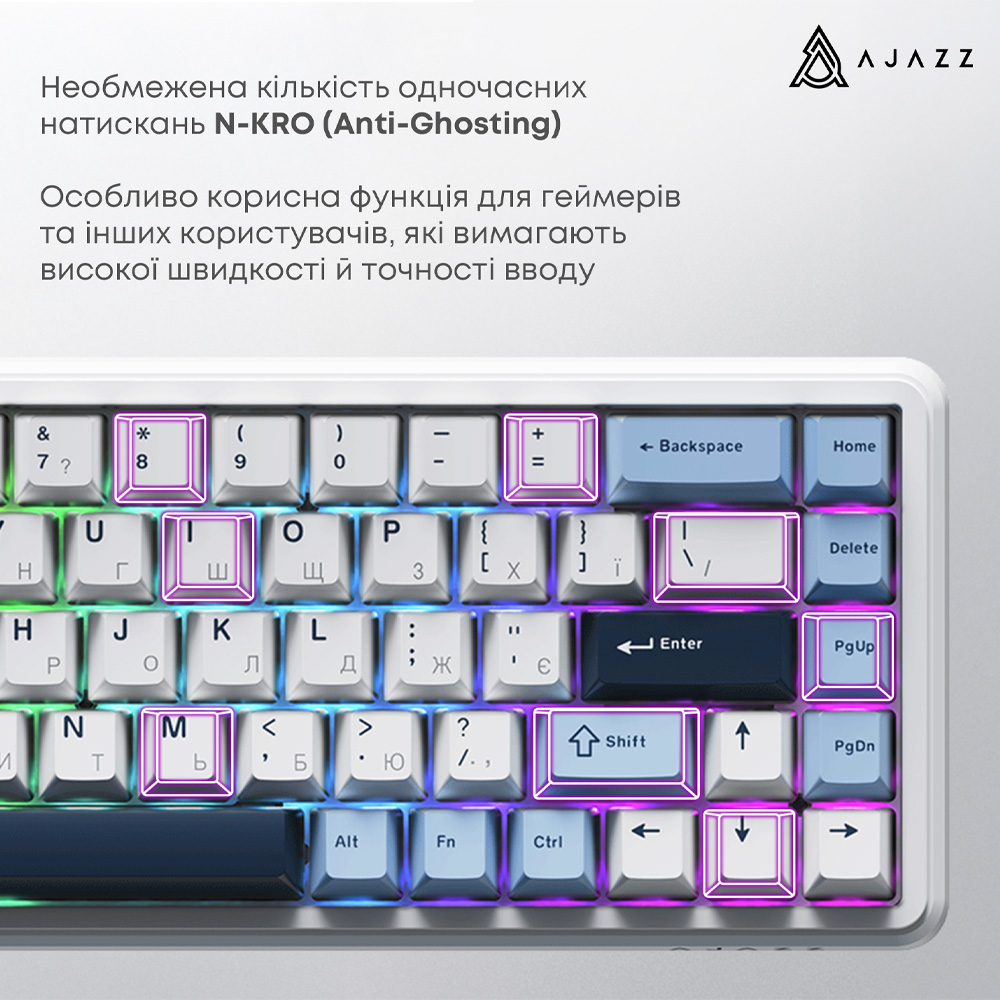 Внешний вид Клавиатура AJAZZ AK680 MAX Magnetic Switch RGB USB White (AK680-M-BWD-AW)