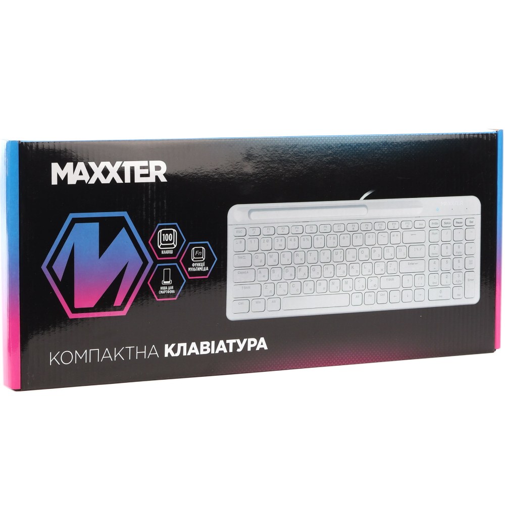 Клавиатура MAXXTER KB-01W-UA White Конструкция ножничная