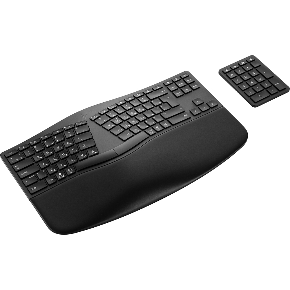 Клавіатура HP 960 Black (7E755AA) Комплектація клавіатура; цифрова клавіатура; USB-адаптер; 2 батареї AA; 2 батареї CR2032; короткий посібник; гарантійний талон