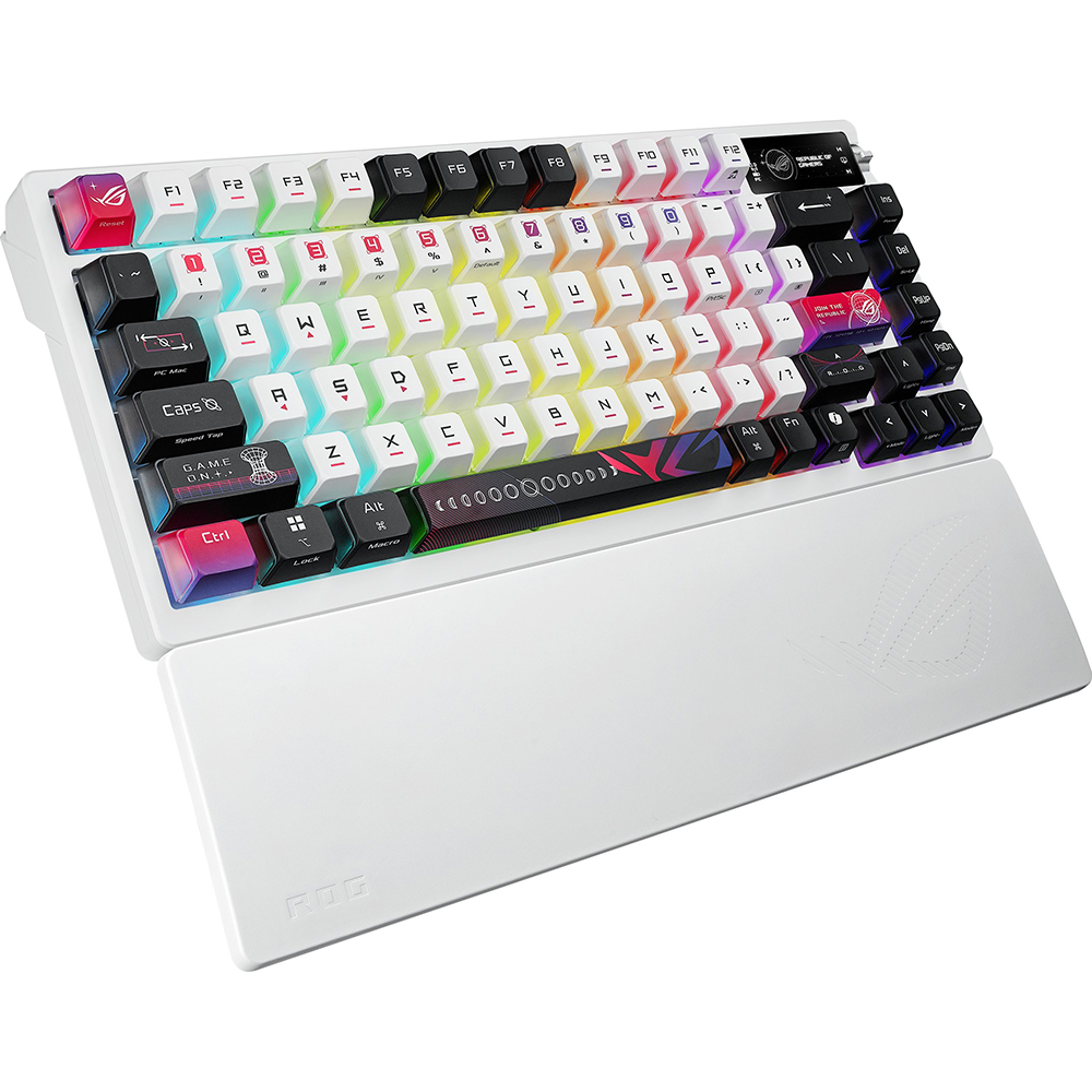 Клавіатура ASUS ROG Azoth X White (90MP044F-BKUA30) Додатково OLED-дисплей; RGB Per-key; AURA Sync; технологія SpeedNova