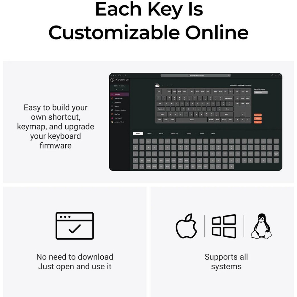 В интернет магазине Клавиатура KEYCHRON C3 Pro V2 Black (C3PX-H3-UA)