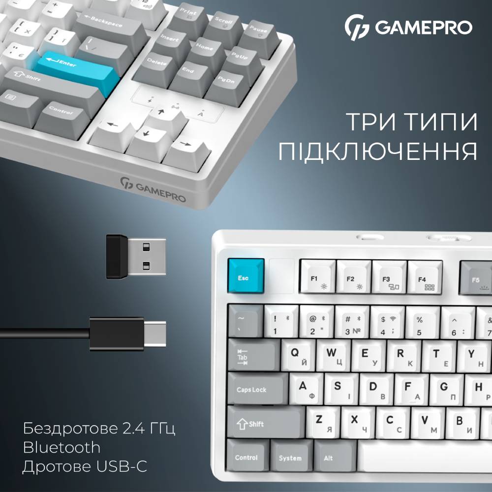 Внешний вид Клавиатура GAMEPRO Asgard Ragnar White (MK285WH)
