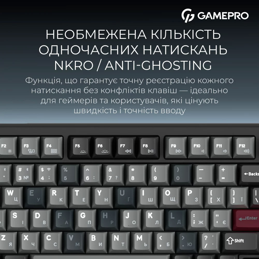 В Фокстрот Клавиатура GamePro Asgard Yord Keychron Super Red Switch Wireless/Bluetooth/USB Black (MK266BK)