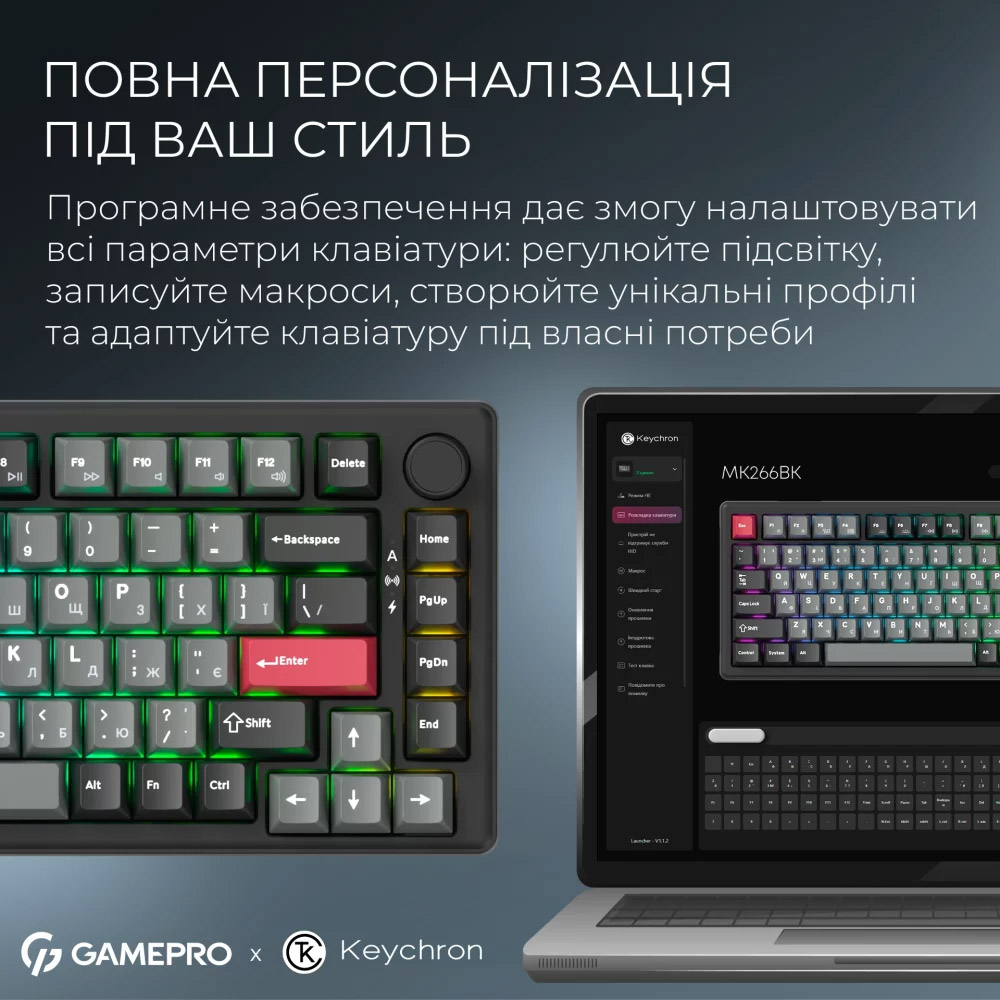 Заказать Клавиатура GamePro Asgard Yord Keychron Super Red Switch Wireless/Bluetooth/USB Black (MK266BK)