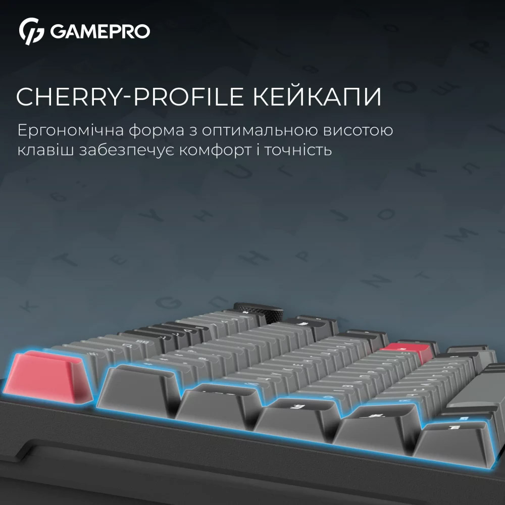 Изображение Клавиатура GamePro Asgard Yord Keychron Super Red Switch Wireless/Bluetooth/USB Black (MK266BK)