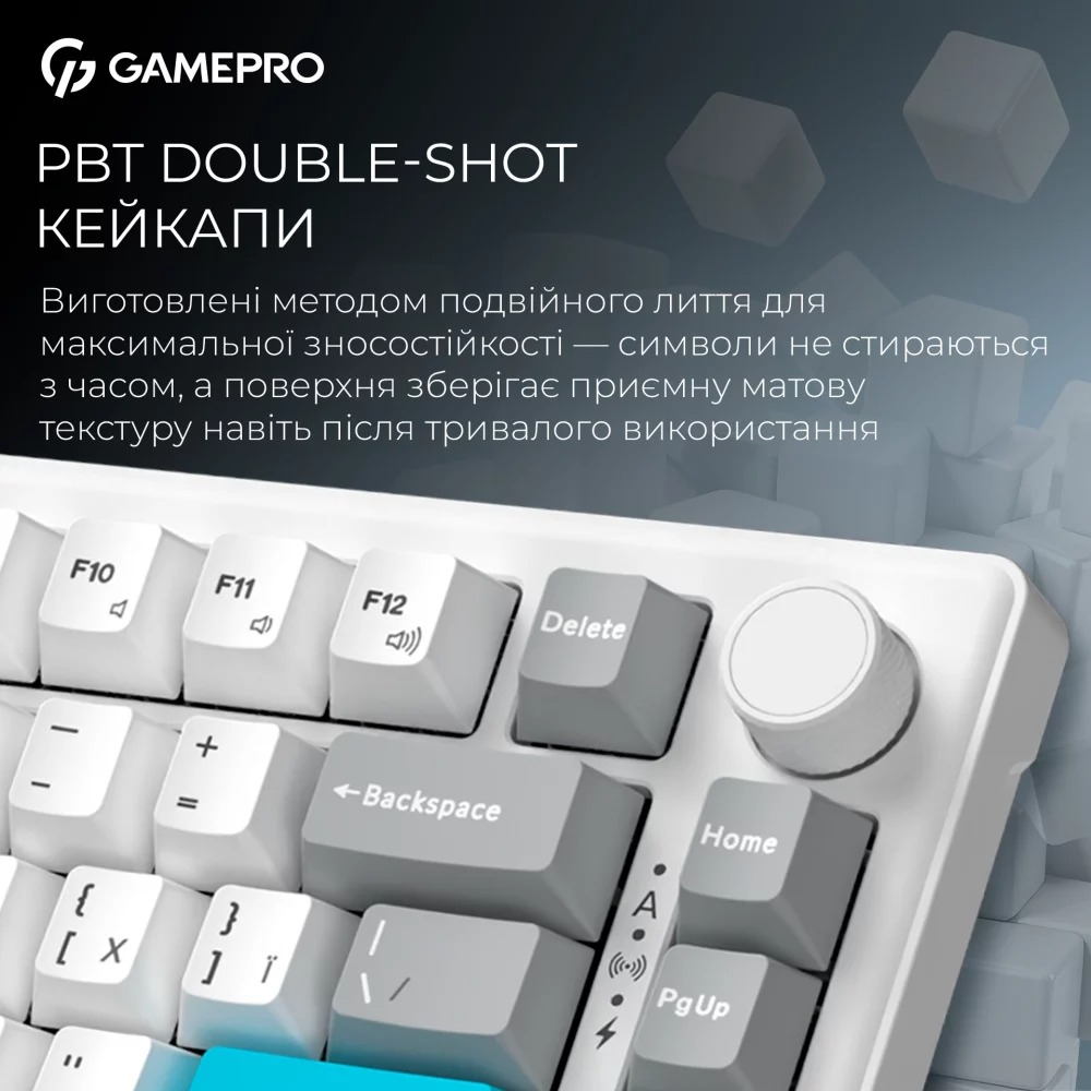 Зображення Клавіатура GamePro Asgard Yord Keychron Super Red Switch Wireless/Bluetooth/USB White (MK266WH)