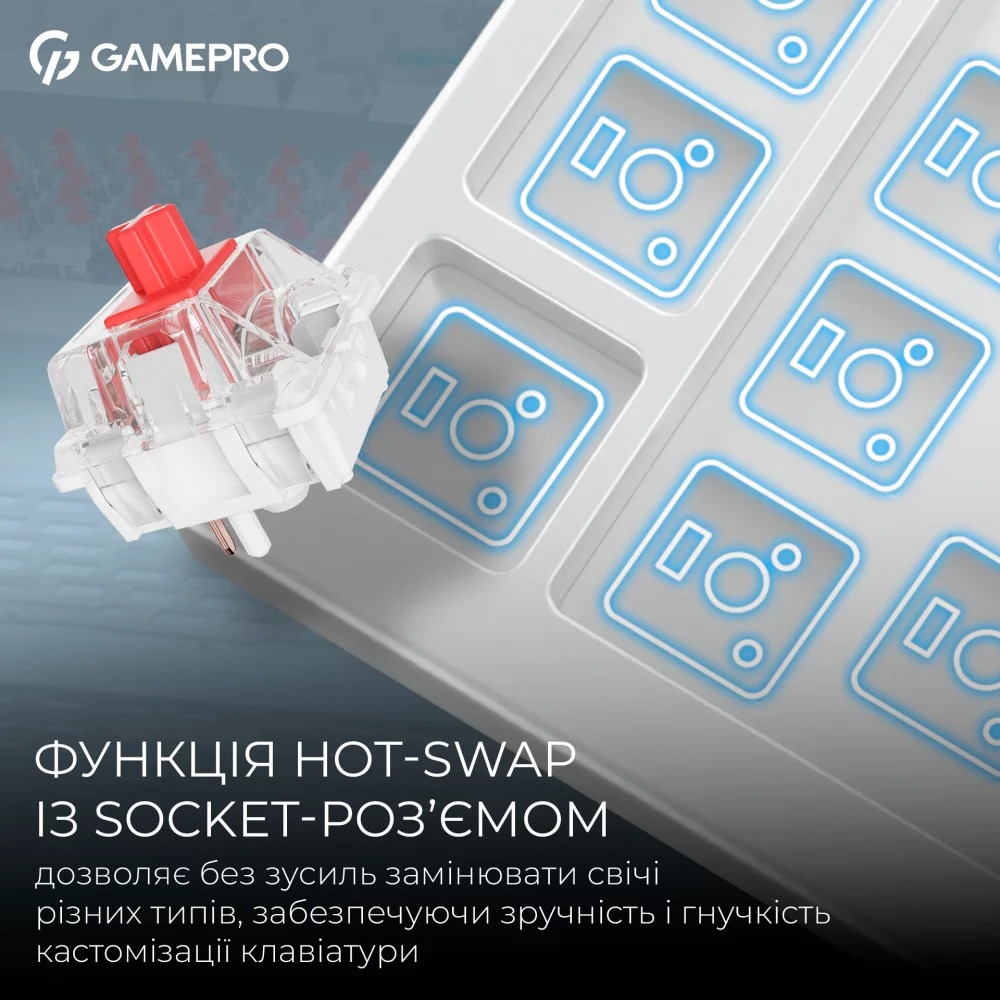 Фото Клавіатура GamePro Asgard Yord Keychron Super Red Switch Wireless/Bluetooth/USB White (MK266WH)