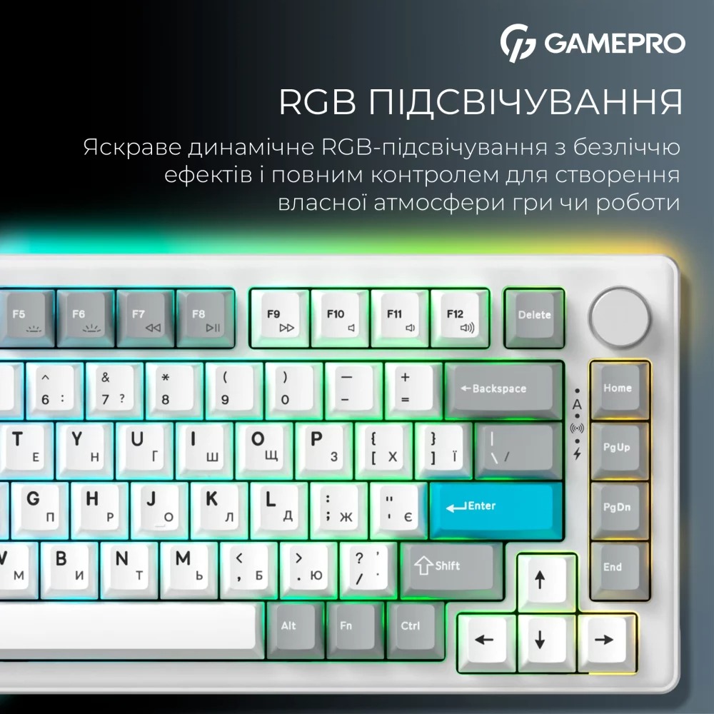 У Фокстрот Клавіатура GamePro Asgard Yord Keychron Super Red Switch Wireless/Bluetooth/USB White (MK266WH)