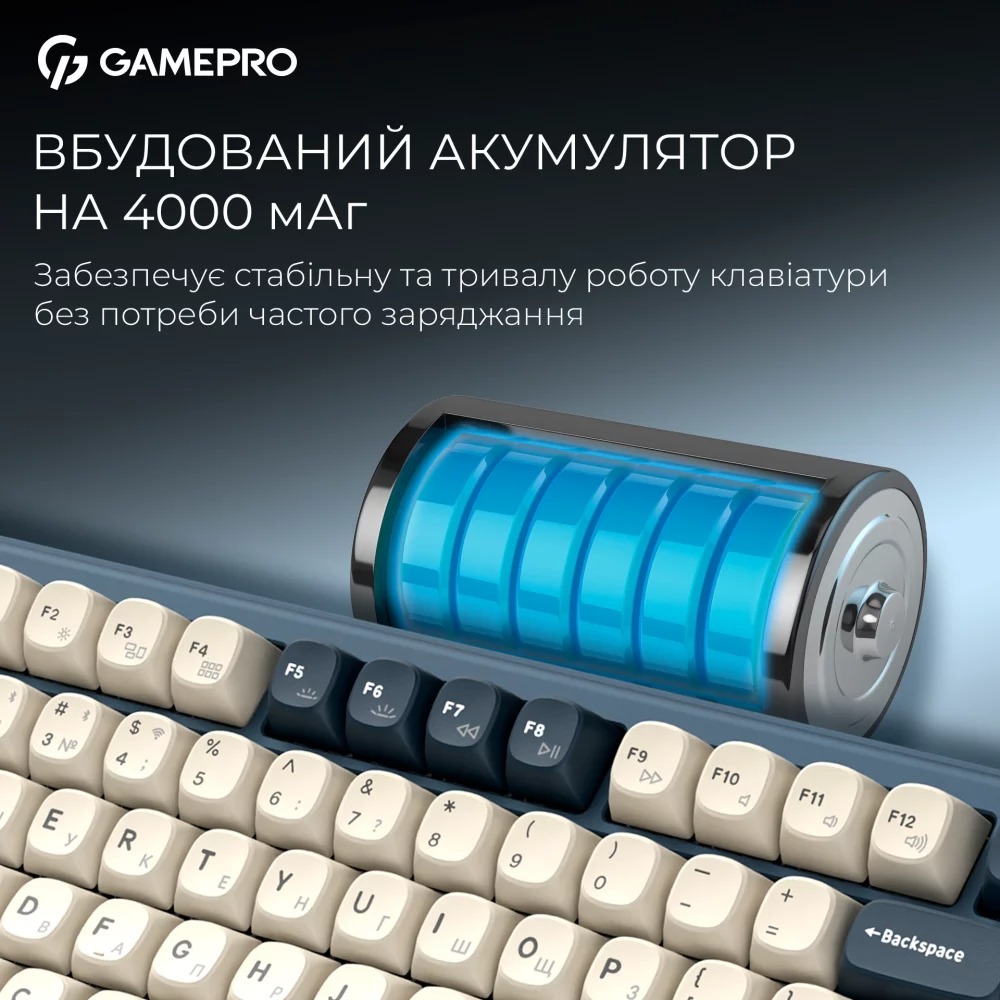 В Украине Клавиатура GamePro Asgard Yord Keychron Super Red Switch Wireless/Bluetooth/USB Blue (MK266BL)