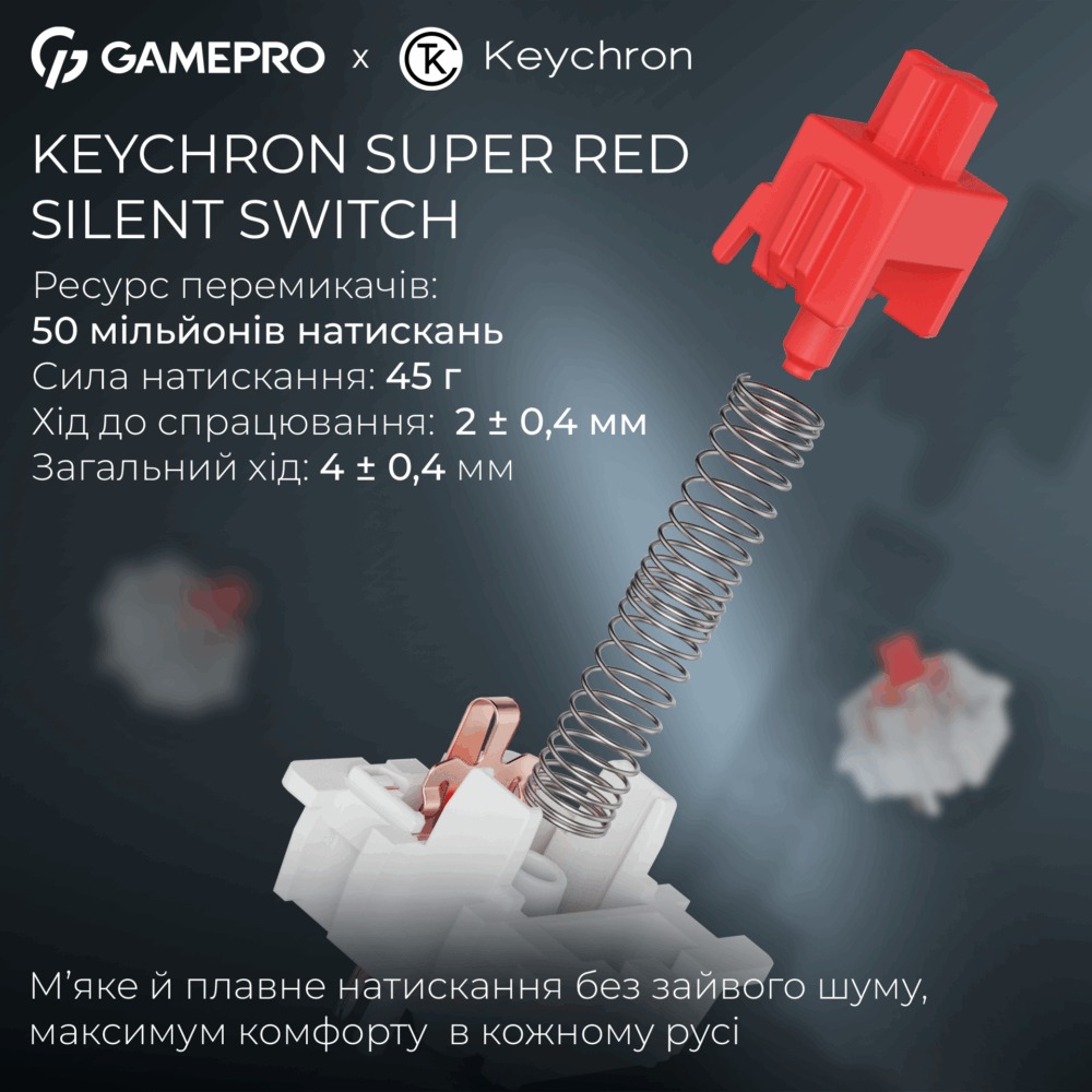 Заказать Клавиатура GamePro Asgard Ragnar Keychron Super Red Switch Wireless/Bluetooth/USB Black (MK285BK)