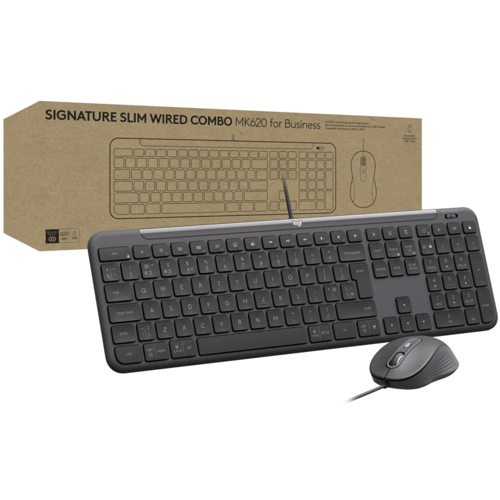Комплект LOGITECH Signature Slim MK620 Wired Combo for Business Graphite (920-013349) Комплектація Дротова клавіатура, Дротова миша, Документація користувача