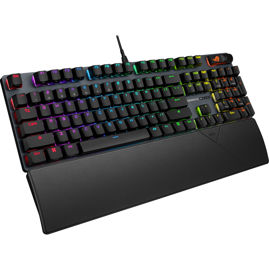 Клавіатура ASUS ROG Strix Scope II X USB-A EN/UK RGB Black (90MP03XG-BKMA00) Комплектація Підставка під зап'ястя, гарантійний талон, короткий посібник користувача, наклейка ROG, USB-кабель /(Type-A – Type-C), інструменти для зняття кейкапів та перемикачів, клавіша пробілу з тематичним зображенням ROG