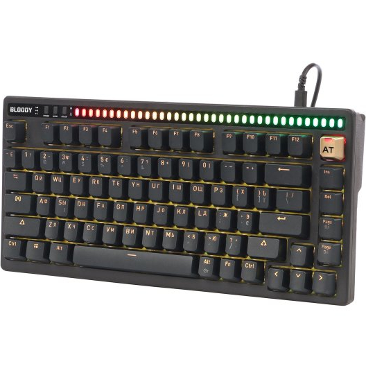 Клавіатура BLOODY AT75 Black Додатково RGB-підсвічування реагує на голос, 7 ефектів RGB-підсвічування