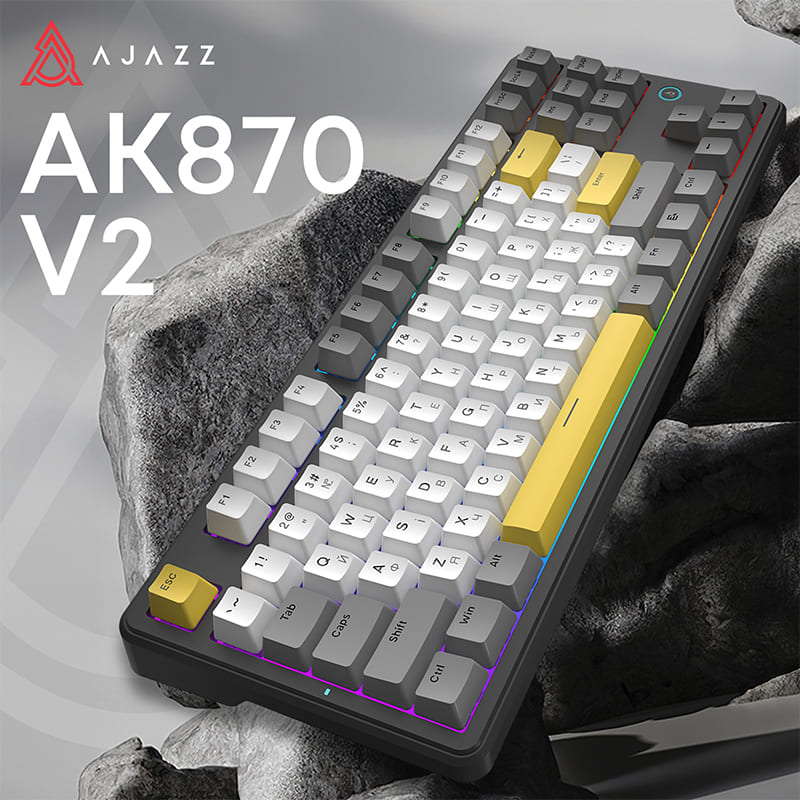 Огляд Клавіатура AJAZZ AK870 V2 Flying Fish Switch Black/Grey/Yellow (AK870-V2-FF-BGY)