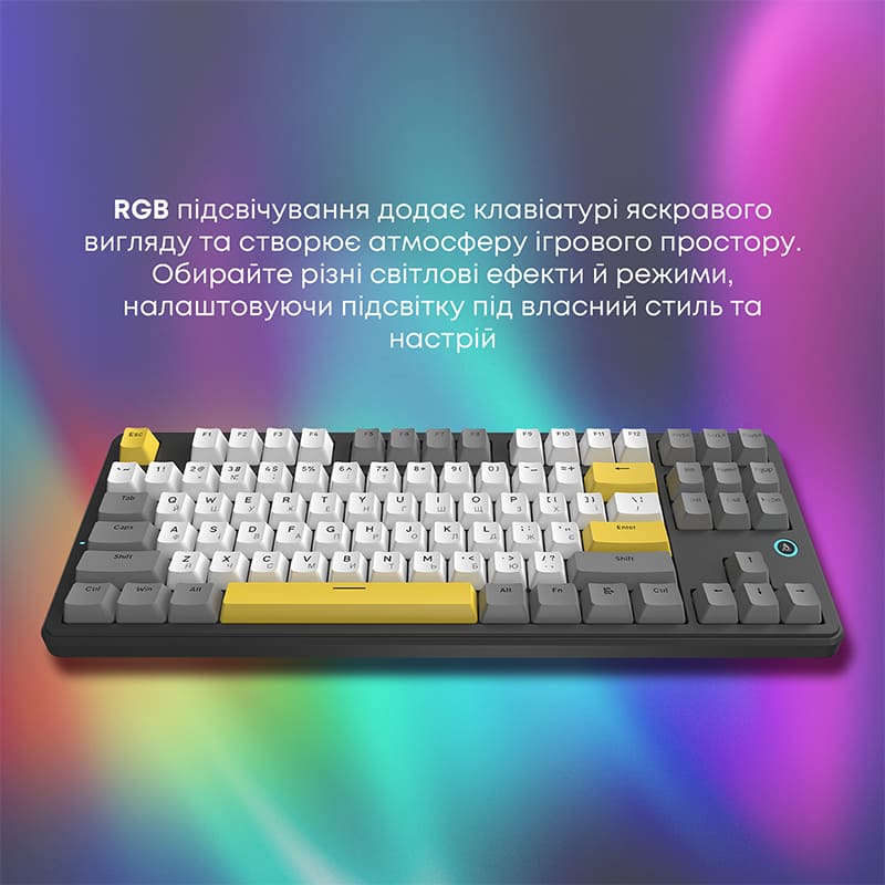 Зовнішній вигляд Клавіатура AJAZZ AK870 V2 Flying Fish Switch Black/Grey/Yellow (AK870-V2-FF-BGY)
