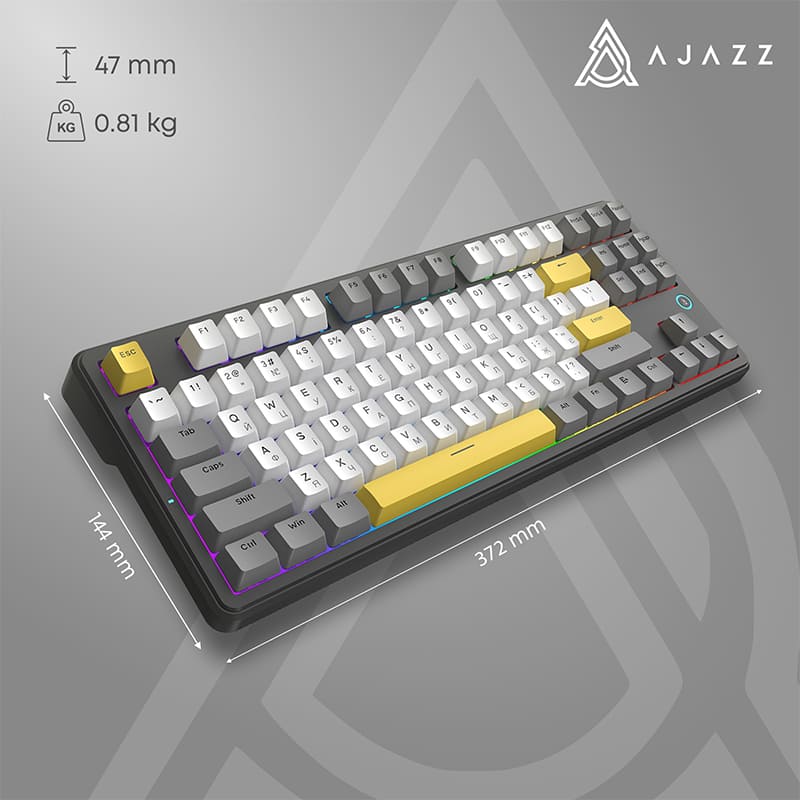 Замовити Клавіатура AJAZZ AK870 V2 Flying Fish Switch Black/Grey/Yellow (AK870-V2-FF-BGY)