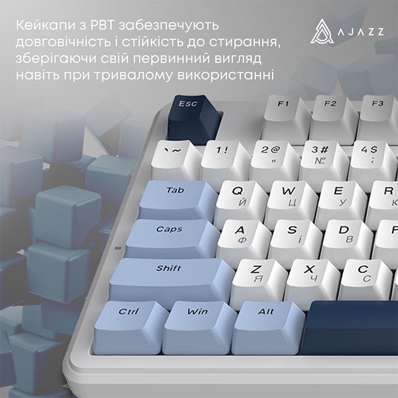 В Украине Клавиатура AJAZZ AK870 V2 Flying Fish Switch White/Blue (AK870-V2-FF-BWB)