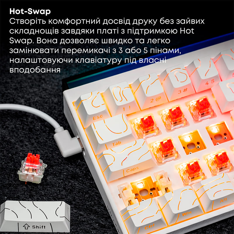В Україні Клавіатура AJAZZ NK68 Red Switch White (NK68-R-S-W)