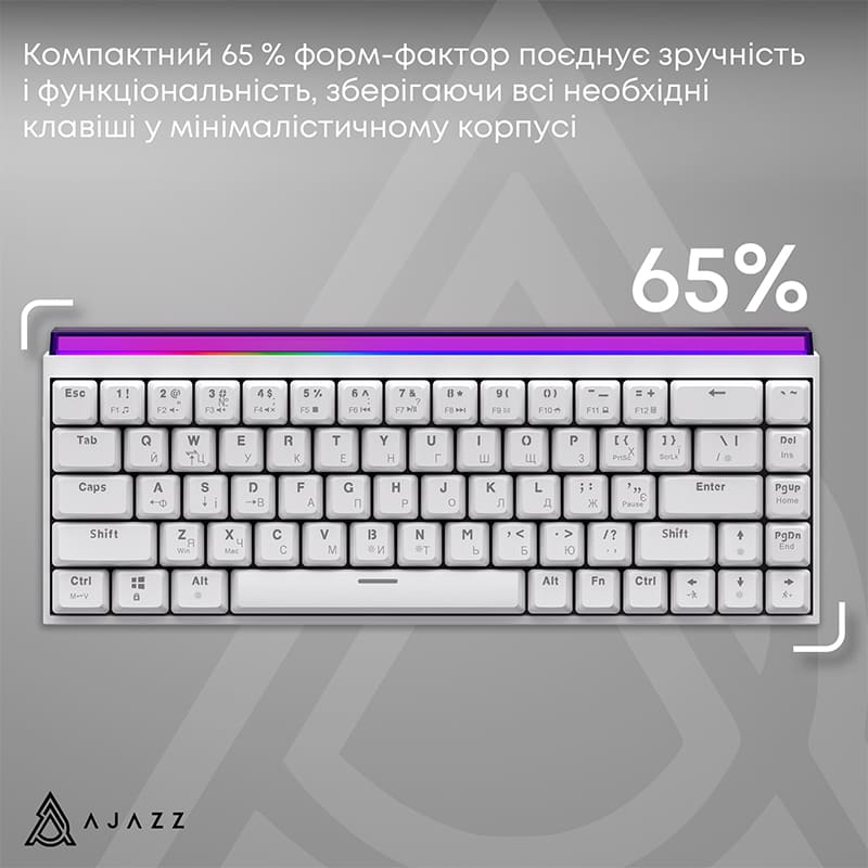 В Фокстрот Клавиатура AJAZZ NK68 Red Switch White (NK68-R-W)